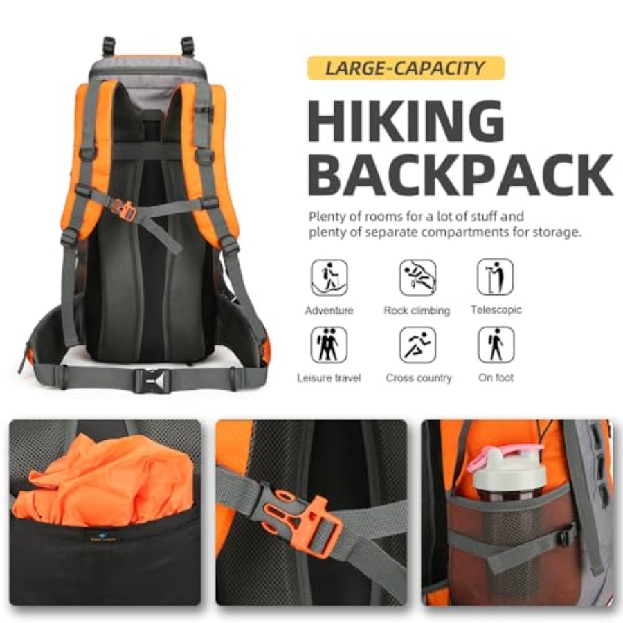 60L Hiking Backpack for Men an - Rain Cover Backpack reseña y precio