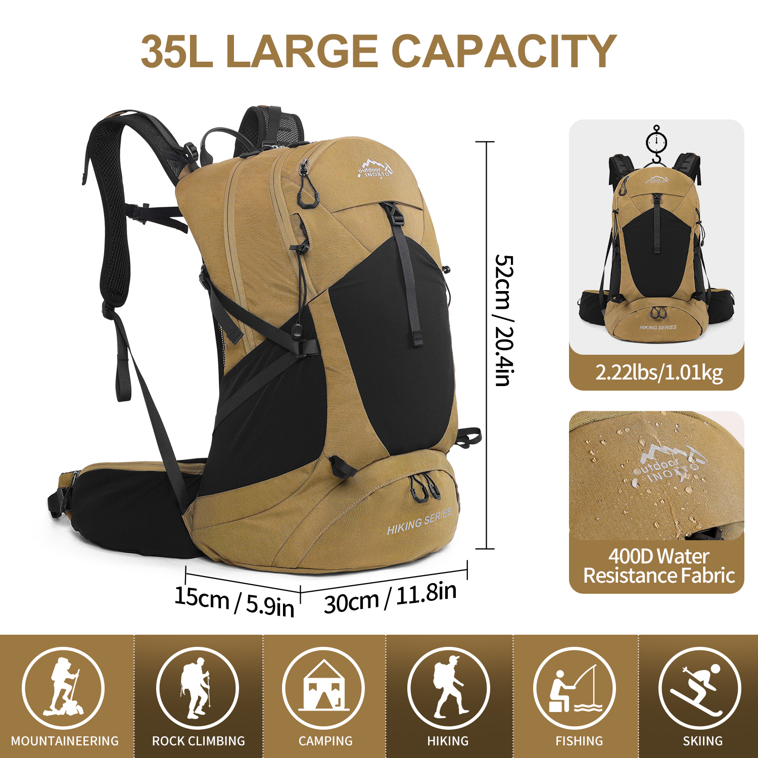 Mountaineering backpack 35 lit - Foldable Backpack Small reseña y precio