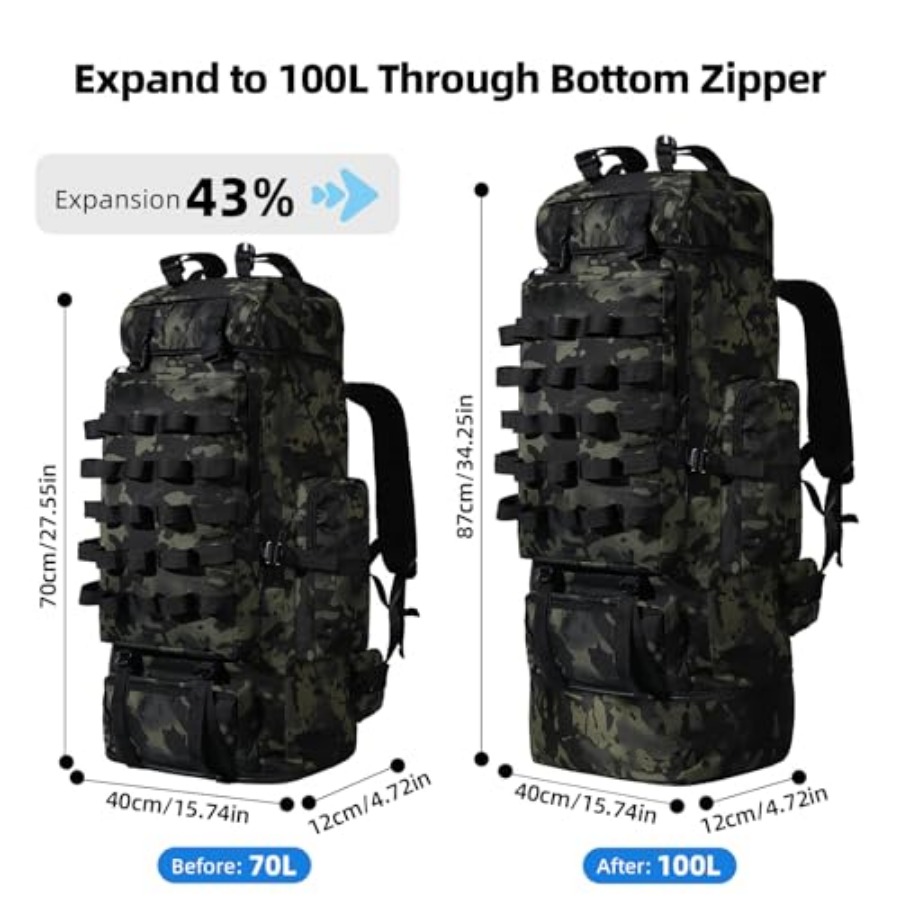 70L/100L Camping Hiking Backpa - Rain Cover Backpack reseña y precio