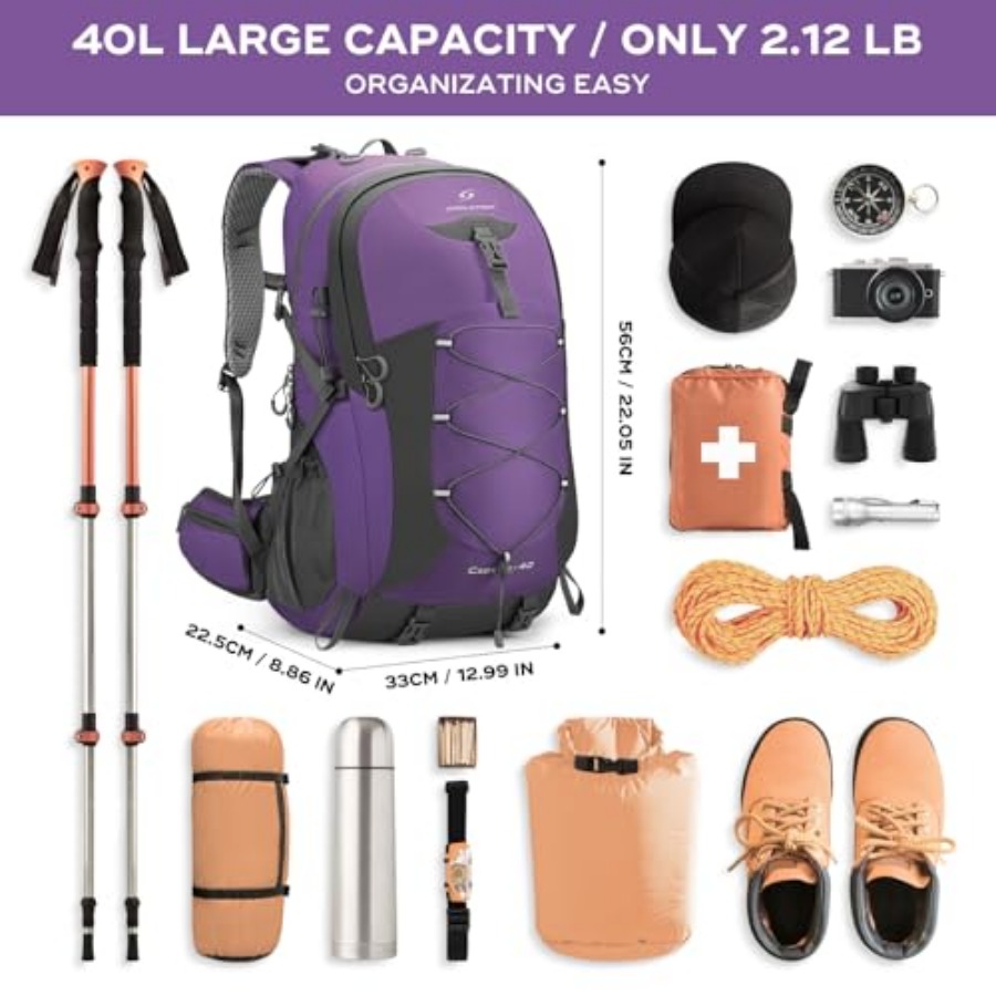 Hiking Backpack, Camping Backp - Rain Cover Backpack reseña y precio