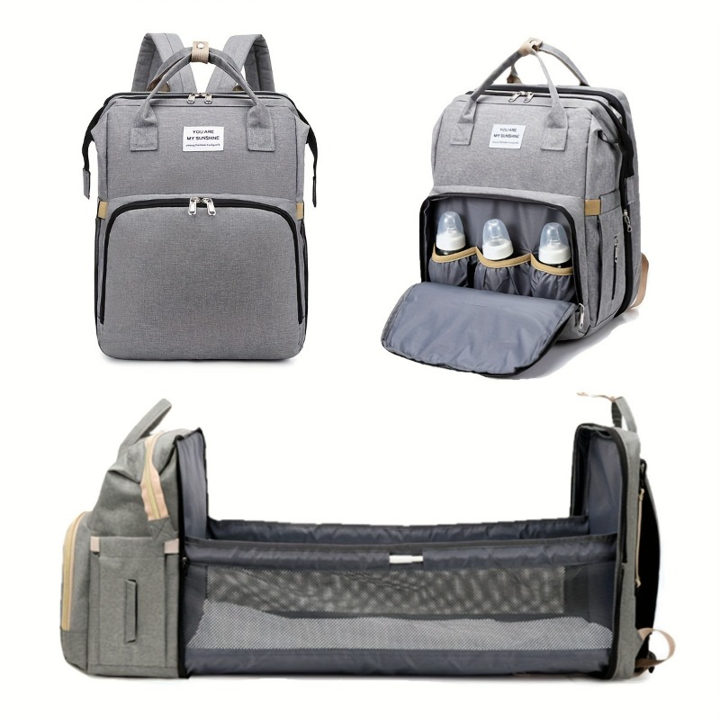 Fashionable Folding Baby Crib  - Backpack Diaper Bag reseña y precio