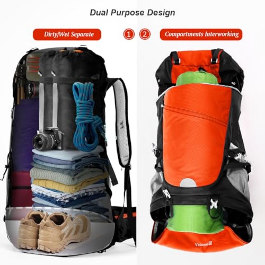 50L Hiking Backpack Travel Bag - Rain Cover Backpack reseña y precio