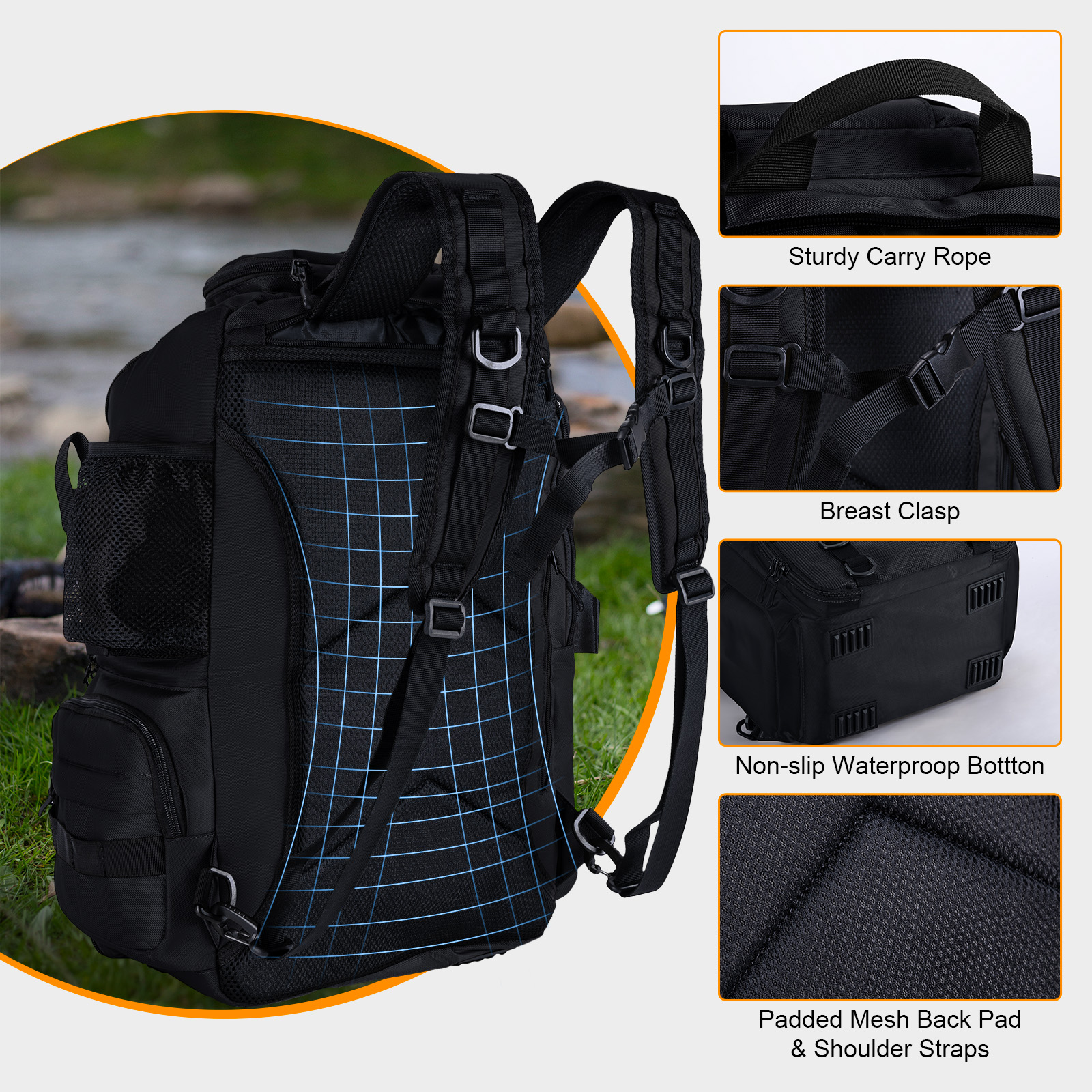 Goture Fishing Bag with Rod Ho - Backpack Insert Organizer reseña y precio