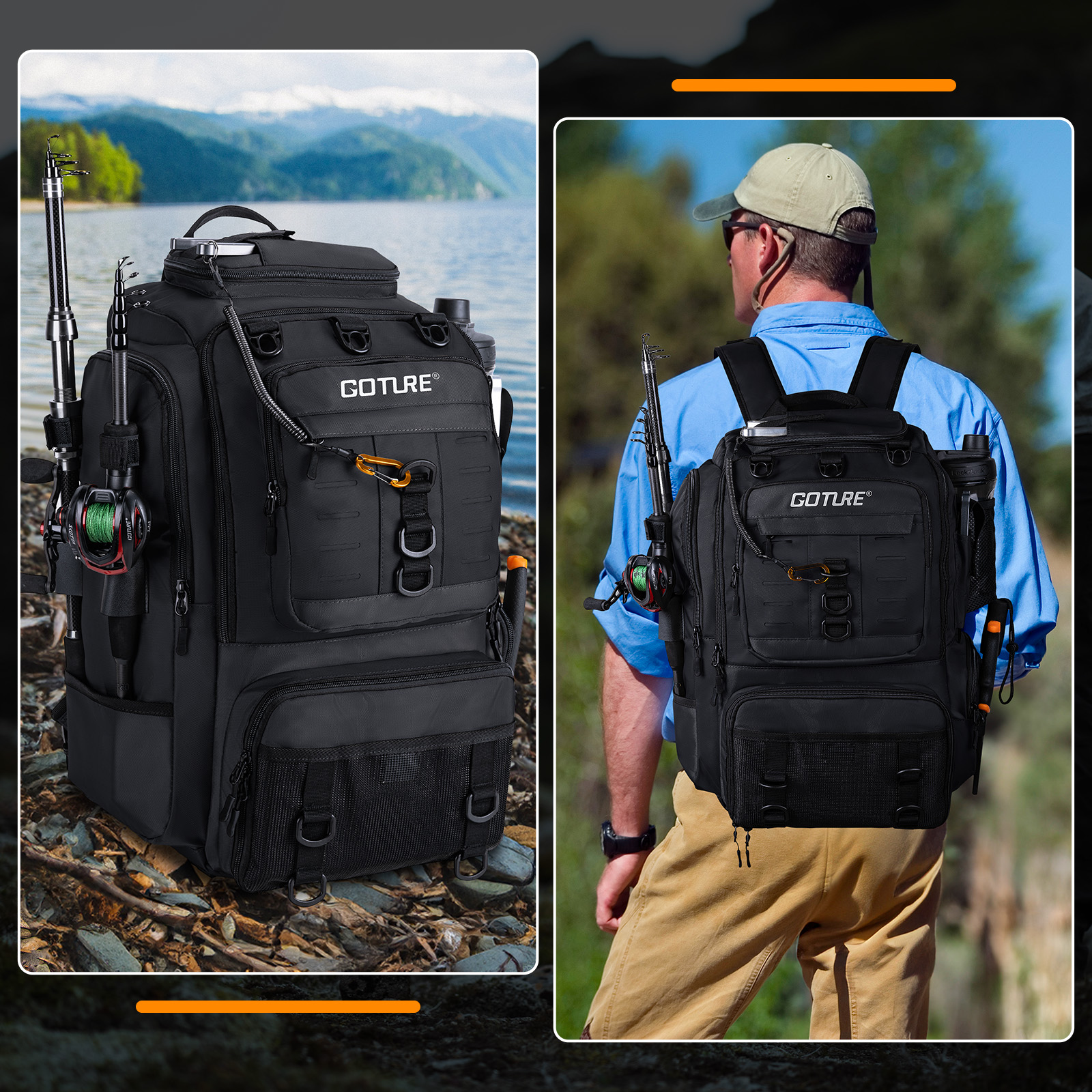 Goture Fishing Bag with Rod Ho - Backpack Insert Organizer reseña y precio