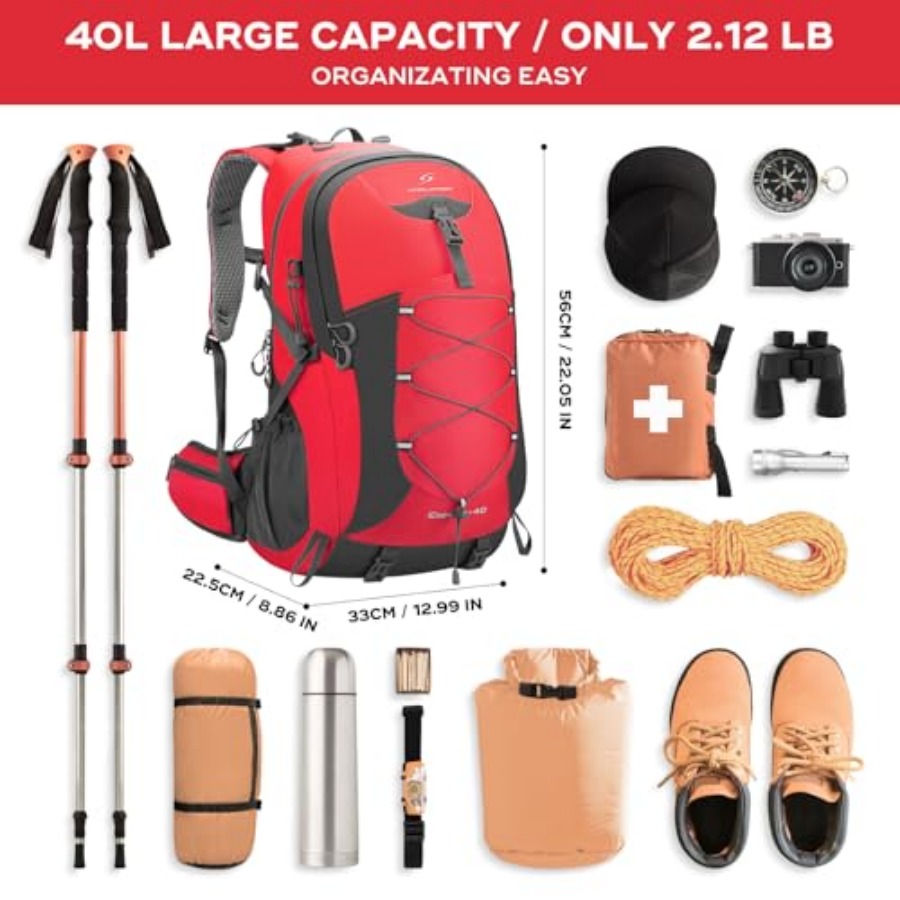 Hiking Backpack, Camping Backp - Rain Cover Backpack reseña y precio