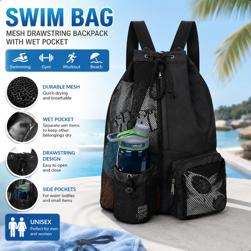 Drawstring Beach Storage Bag M - Drawstring Gym Bag reseña y precio