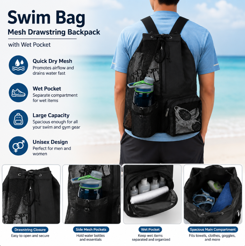 Drawstring Beach Storage Bag M - Drawstring Gym Bag reseña y precio