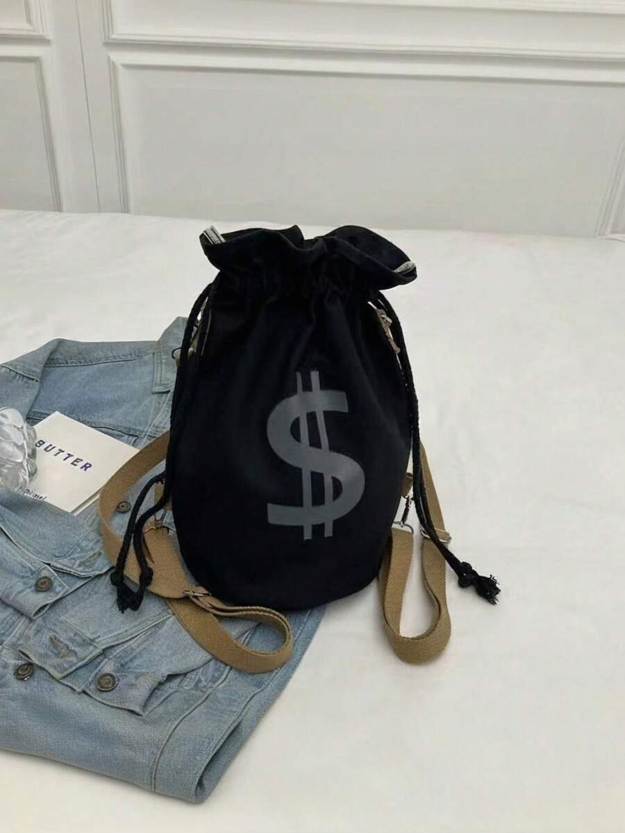 Black Canvas Drawstring Crossb - Canvas Backpack Casual reseña y precio