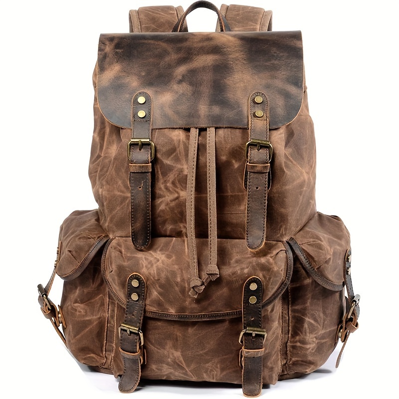 Vintage Men'S Leather Backpack - Canvas Backpack Casual reseña y precio