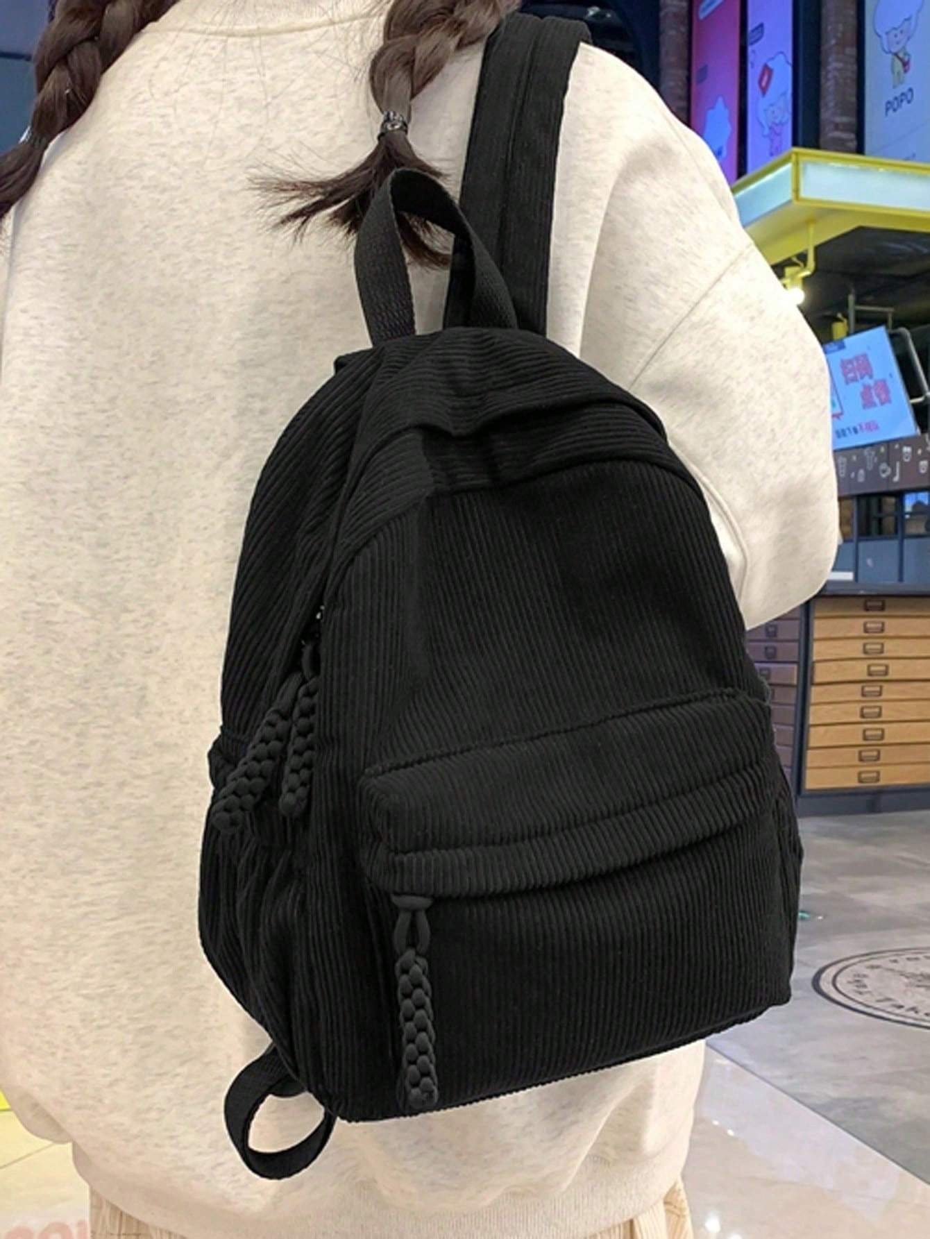 Solid Color Corduroy Fabric Fa - Fashion Backpack Women reseña y precio