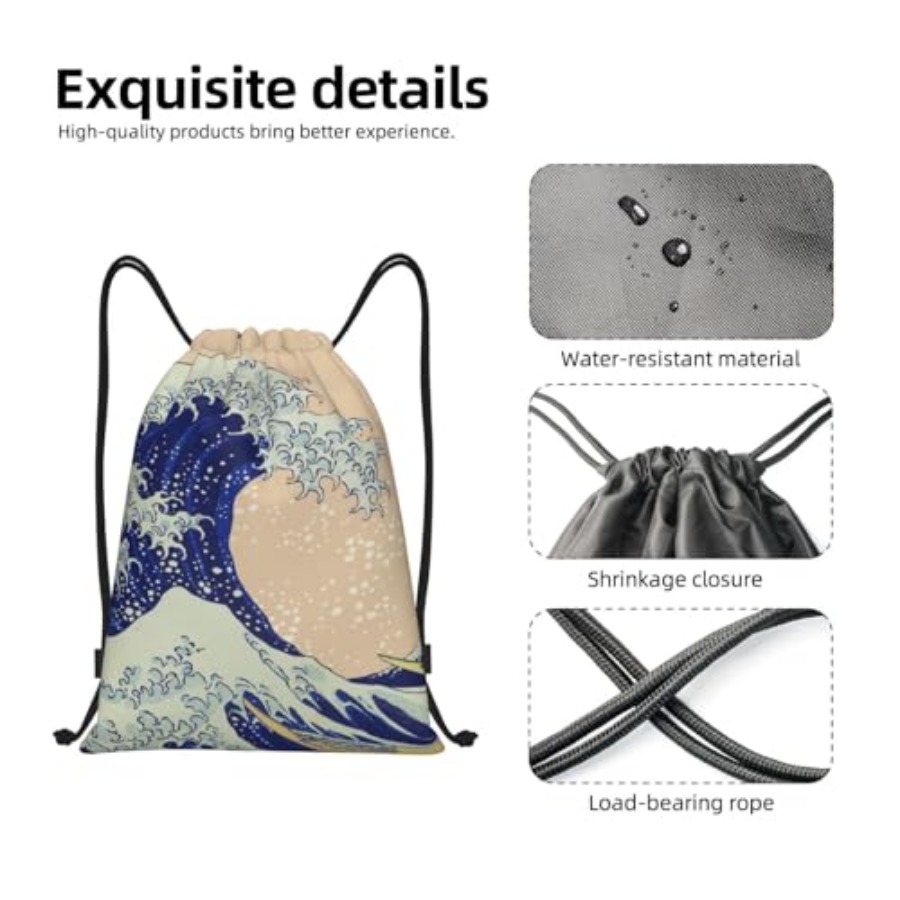 Japanese Kanagawa Ocean Great  - Drawstring Gym Bag reseña y precio