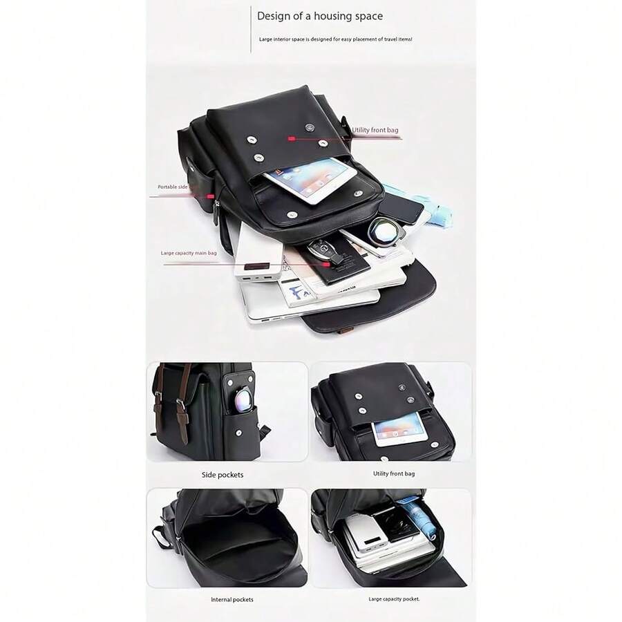 PU Leather Backpack For Men An - Laptop Backpack 15.6 reseña y precio
