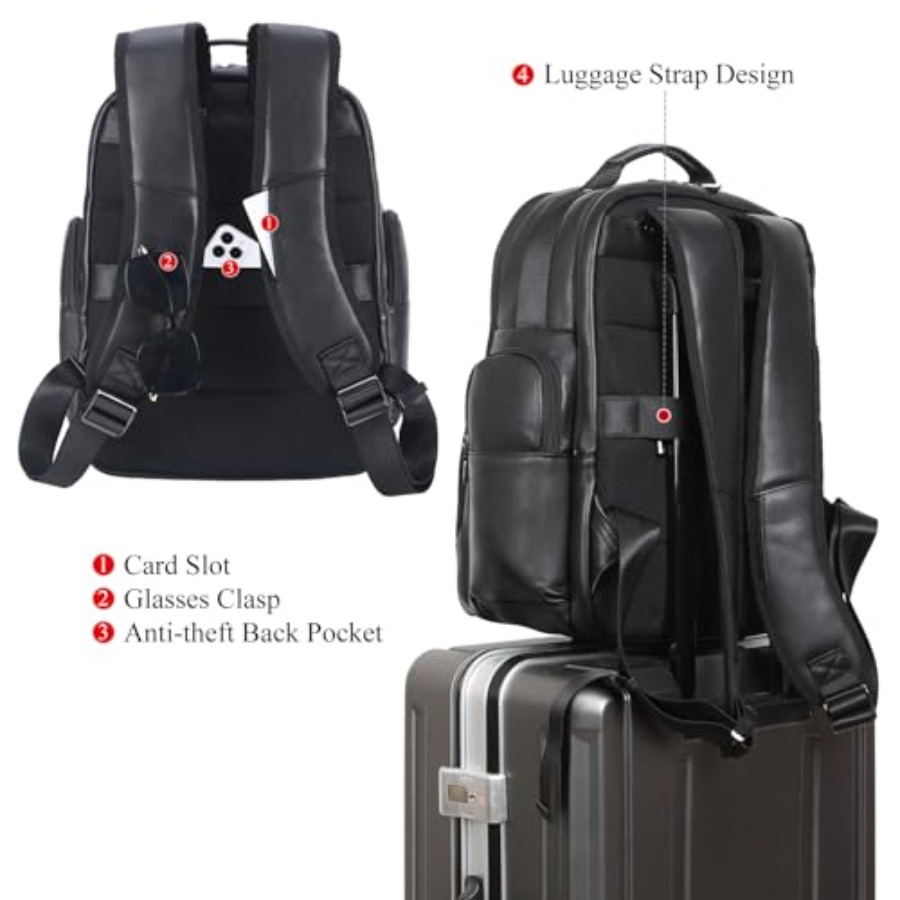 Men's Vintage Leather Backpack - Laptop Backpack 15.6 reseña y precio