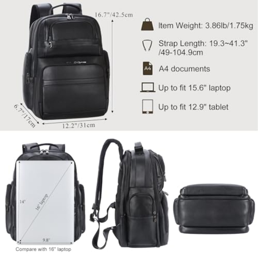 Men's Vintage Leather Backpack - Laptop Backpack 15.6 reseña y precio