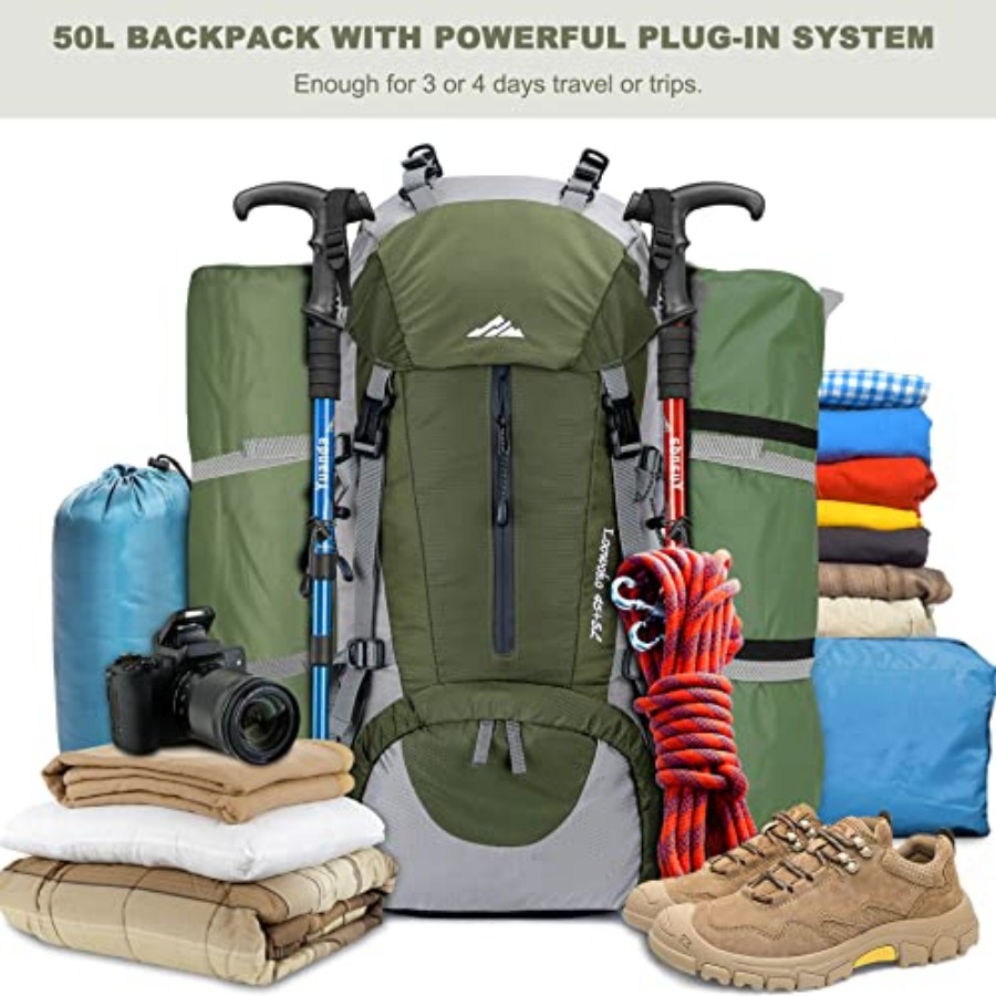 Loowoko 50L Hiking Backpack, W - Rain Cover Backpack reseña y precio