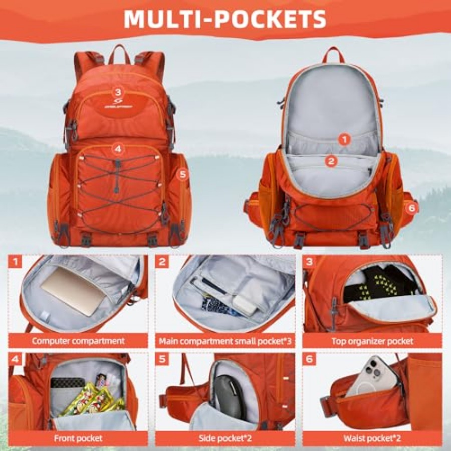 Hiking Backpack, 40L Waterproo - Rain Cover Backpack reseña y precio