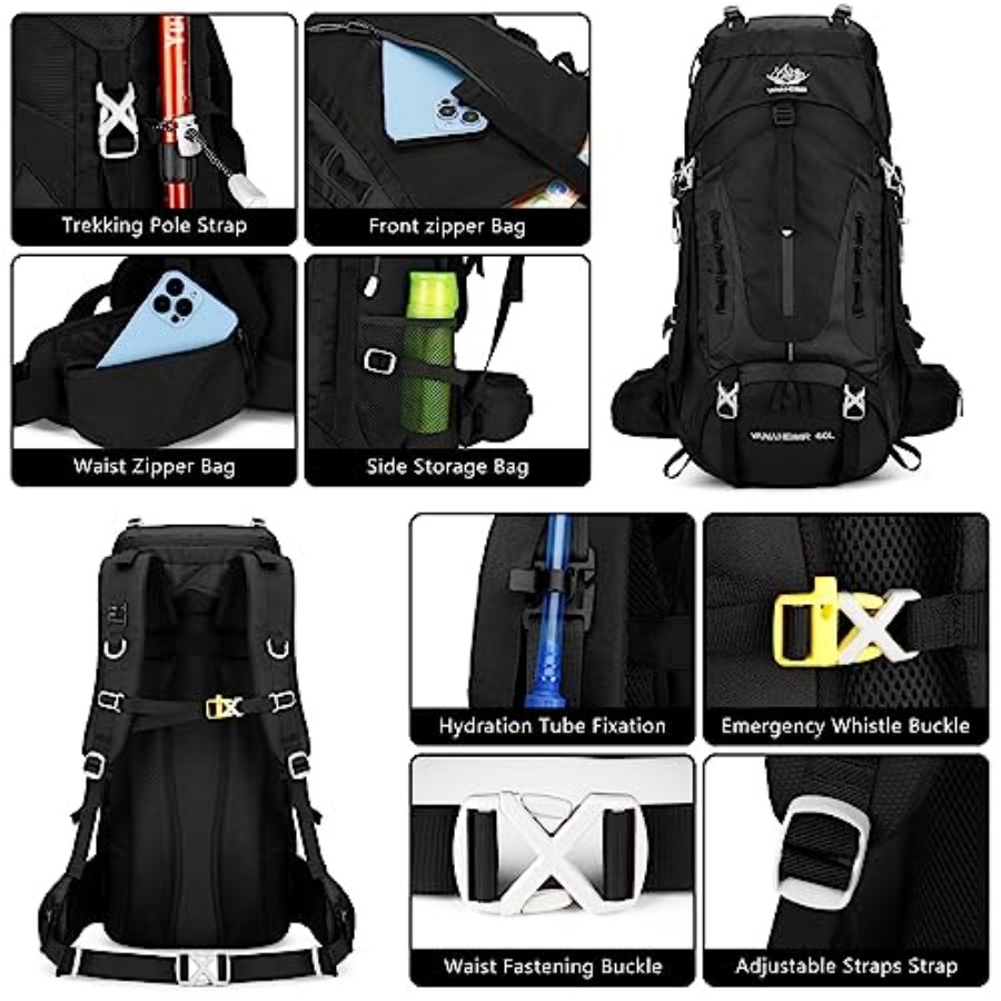 50L Hiking Backpack Men Campin - Rain Cover Backpack reseña y precio