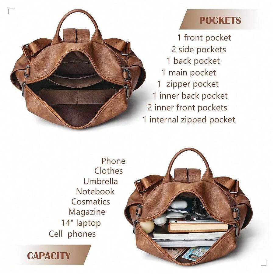 Women Fashion Vintage Brown PU - Fashion Backpack Women reseña y precio
