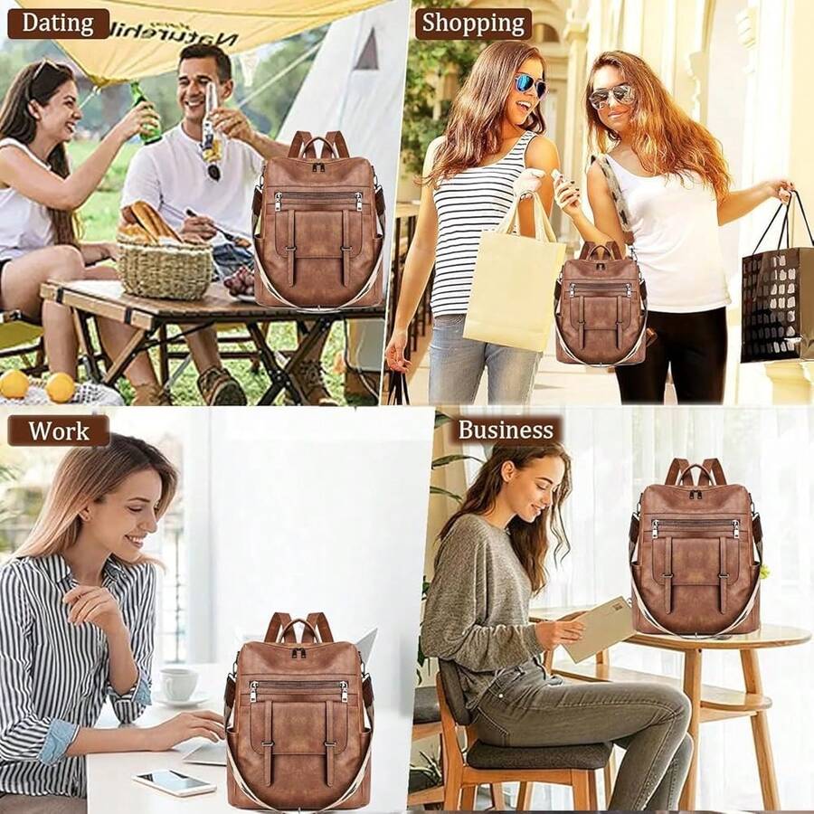 Women Fashion Vintage Brown PU - Fashion Backpack Women reseña y precio