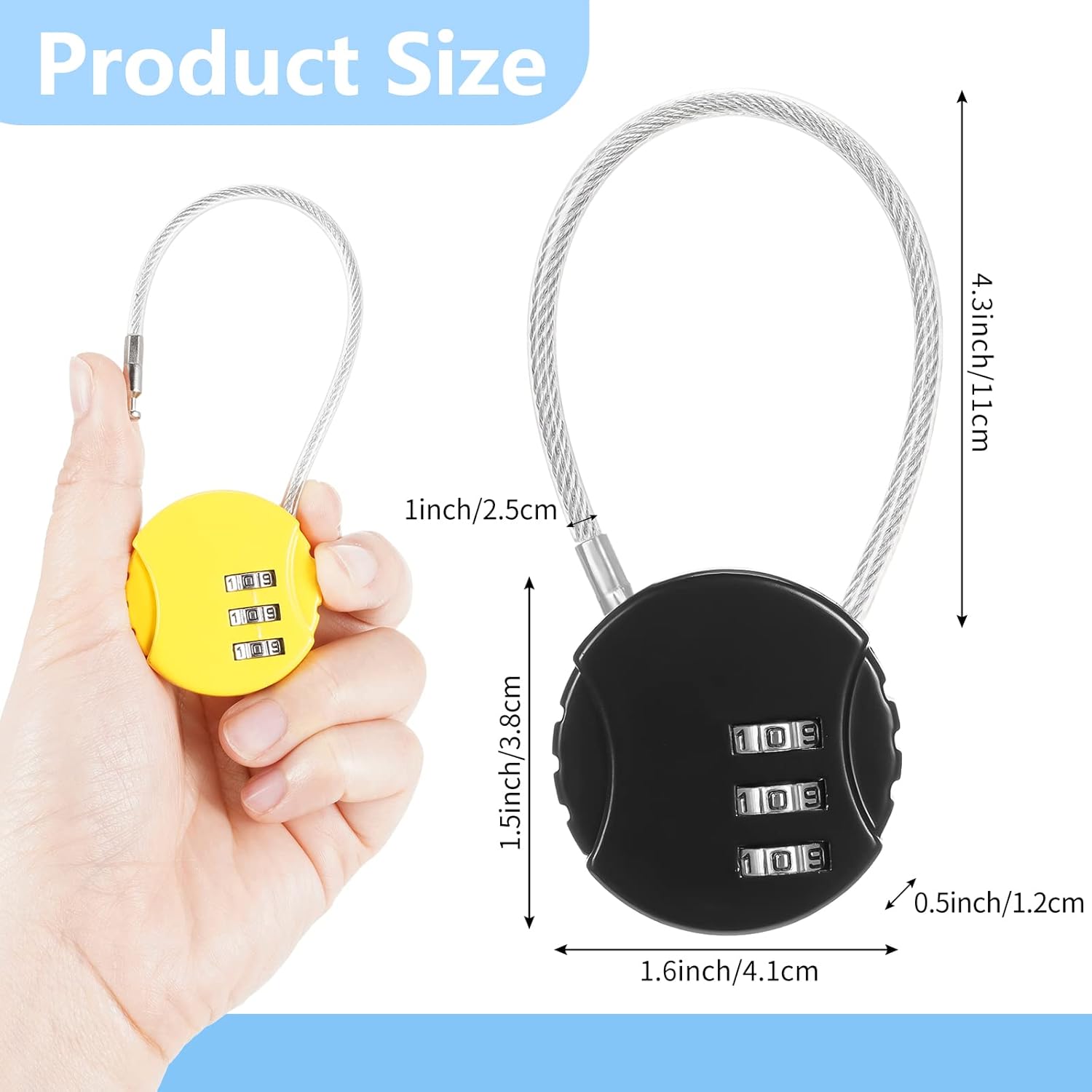 8 Pack Combination Wire Lock 3 - Backpack Lock Combo reseña y precio