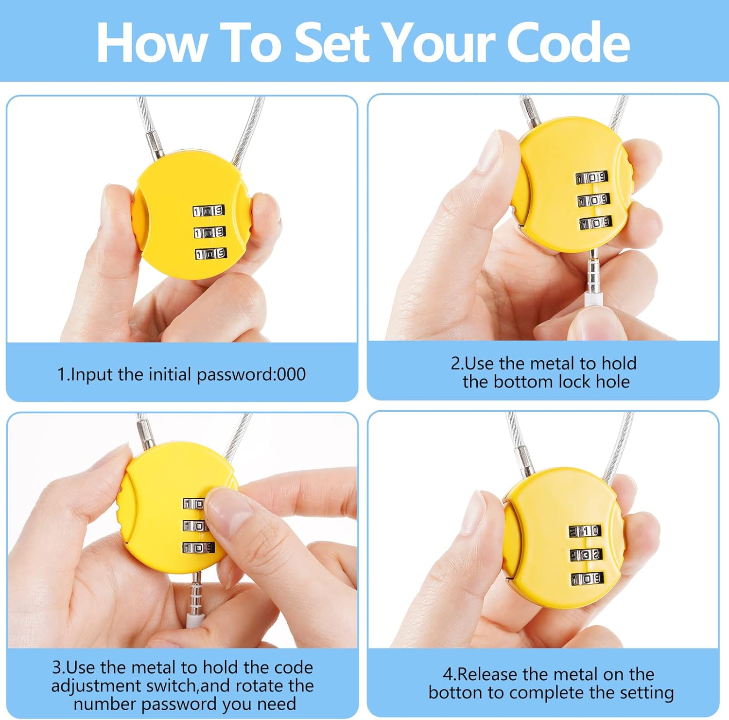 8 Pack Combination Wire Lock 3 - Backpack Lock Combo reseña y precio